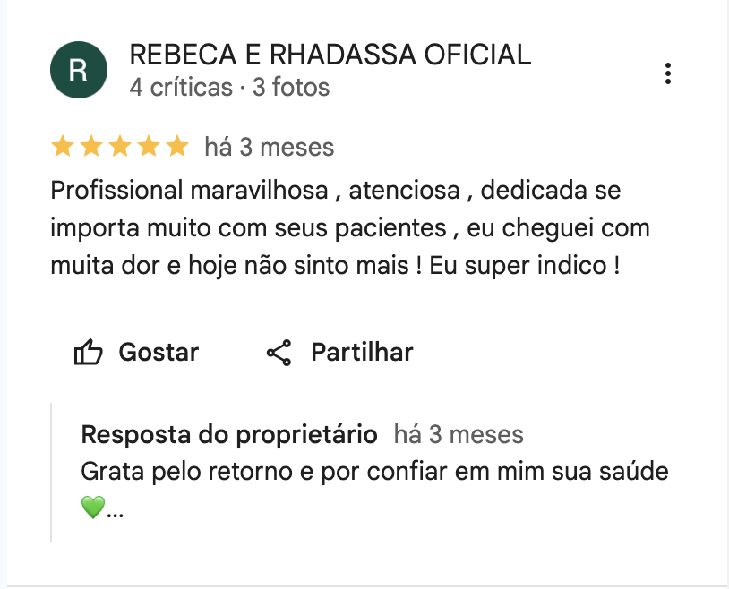 Avaliação de Rebeca e Rhadassa Oficial no Google